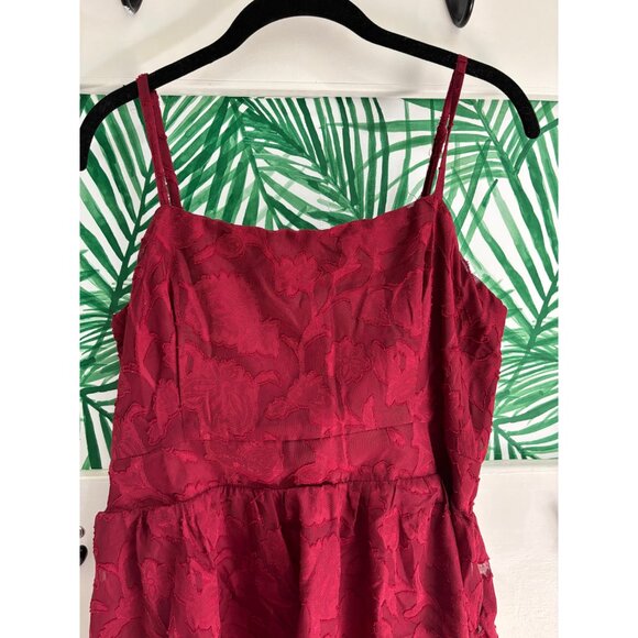 NWT Lulus Burgundy Burnout Floral Print Tiered Dress Size XL formal wedding - Picture 14 of 15